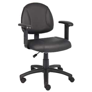 Black LeatherPlus Adjustable Arms Leather Task Chair