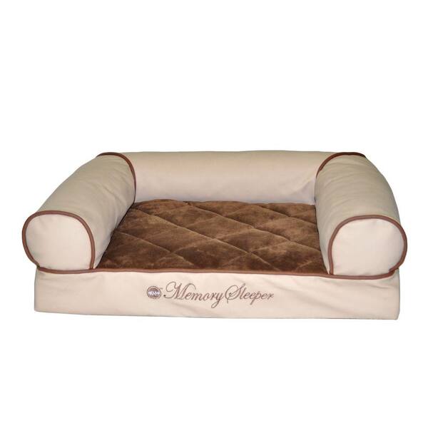 K&H Pet Products Memory Foam Cozy Sofa Medium White Chocolate Dog Bed