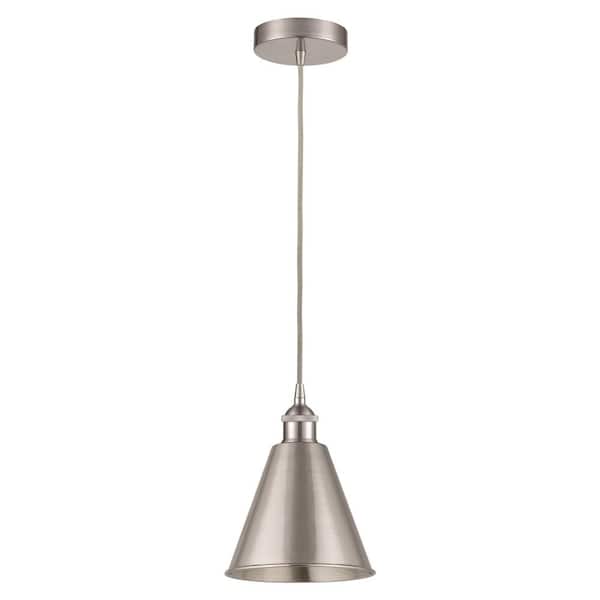 Innovations Edison Cone 100-Watt 1-Light Brushed Satin Nickel Standard Mini Pendant Light with Metal Shade