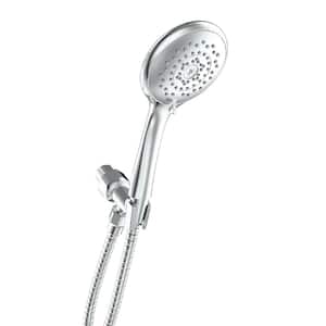 HealthGuard 5-Spray 4.3 in. Single Wall Mount Handheld 1.5 GPM with Removable Faceplate Shower Head in Chrome