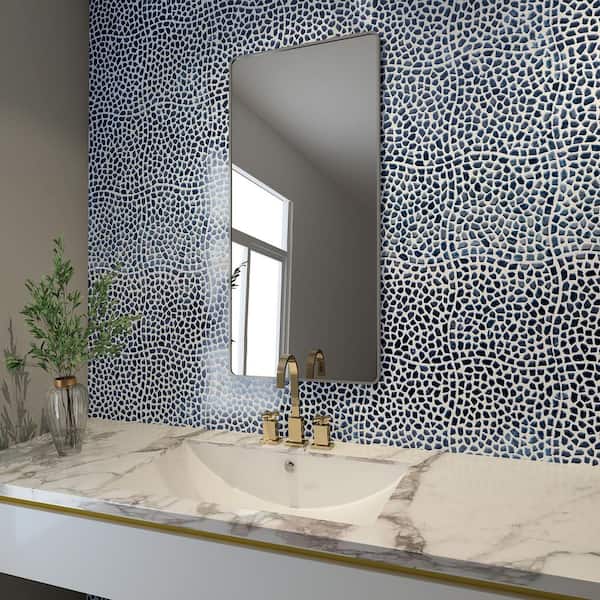 Fargin Pebble Ocean Rain 11.88 in. x 11.88 in. Polished Glass Wall Mosaic Tile (0.98 sq. ft./ each)