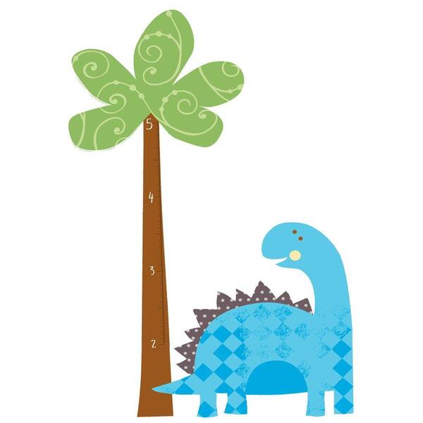 Unbranded 27 in. X 40 in. Babysaurus 21-Piece Peel and Stick Growth Chart Wall Decals