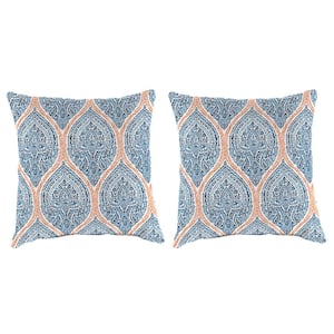 16 in. L x 16 in. W x 4 in. T Square Outdoor Throw Pillow in Andorra Tiger Lily (2-Pack)