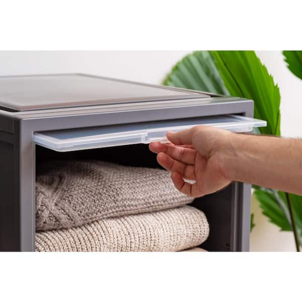 IRIS 15.63 in. W x 11.65 in. H Single Stackable Deep Box Drawer in Gray  (3-Pack) 500109 - The Home Depot