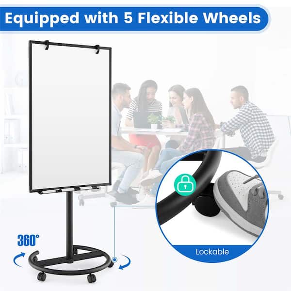 Mobiel whiteboard op wielen - 40 x 26 draagbaar magnetisch staand wit