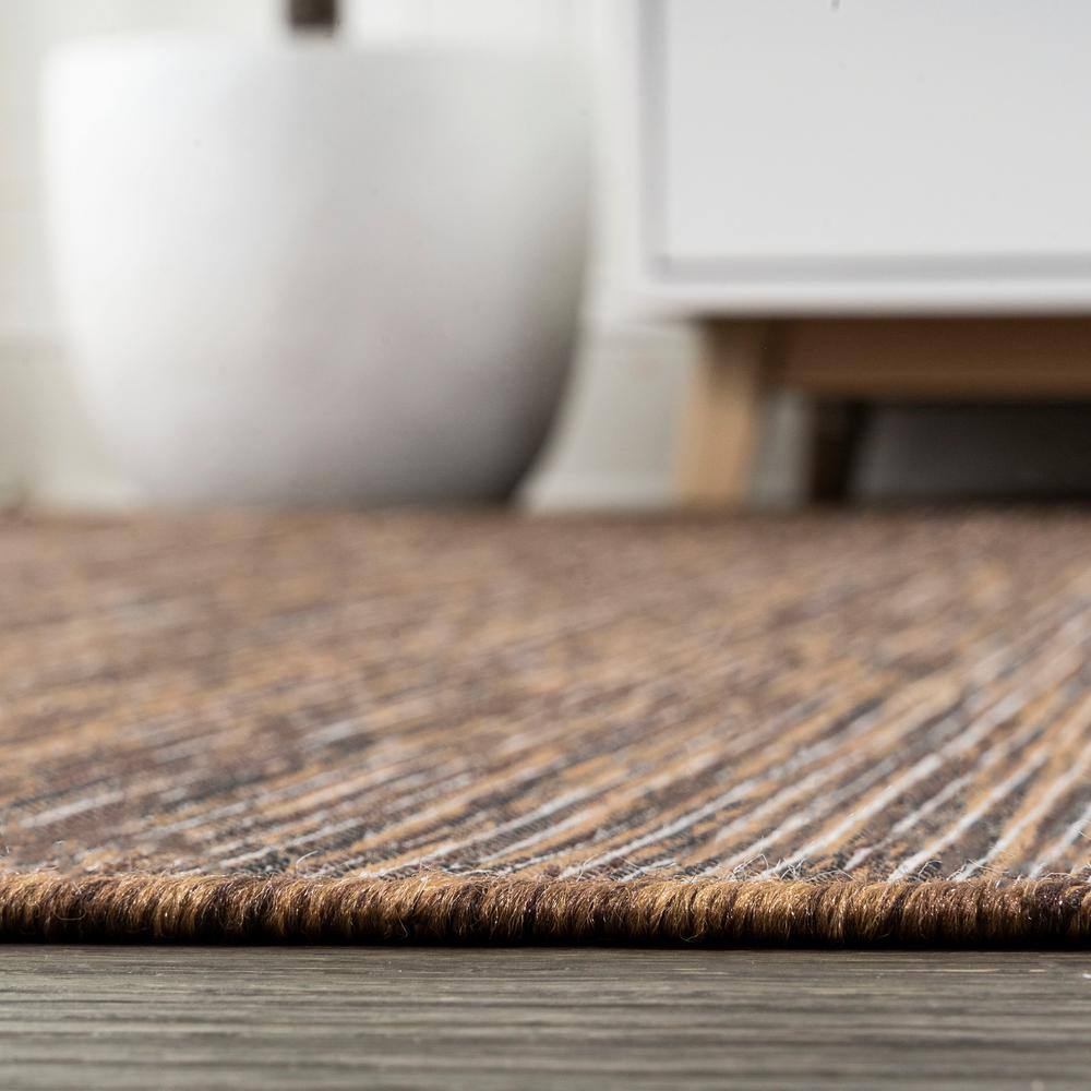 Modern Flatweave Solid Brown Synthetic Area Rug - Easy Care