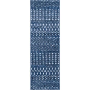 Blythe Modern Moroccan Trellis 3 ft. x 8 ft. Dark Blue Runner Rug