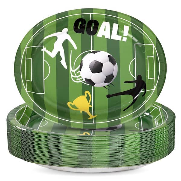 50-Piece Soccer Oval Paper Plates, 10 in. x 12 in. Disposable Plates for Party Birthday 2026 FIFA World Cup