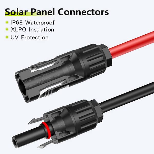 Vrbgify 20 ft. 10AWG Solar Wire Extension Cable with Tool-Free