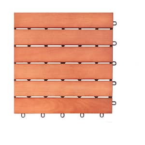 12 in. Reddish Brown Wood Interlocking Deck Tile (10-Pack)