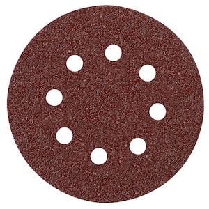 5 in. 8-Hole Red 120-Grit Hook and Loop Sanding Disc (5-Pack)