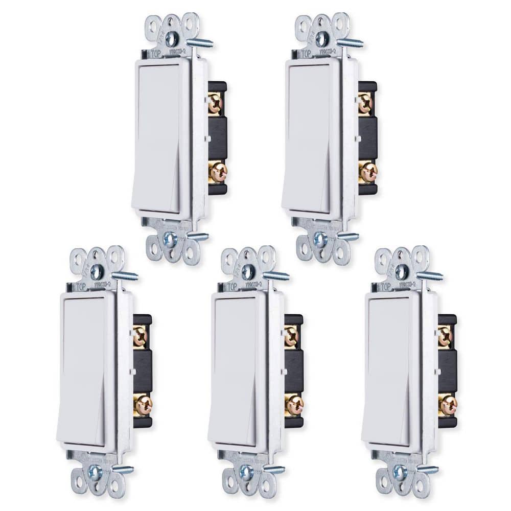 15A 1-Way Single Pole On-Off Push Button Light Switch in White for Ceiling 