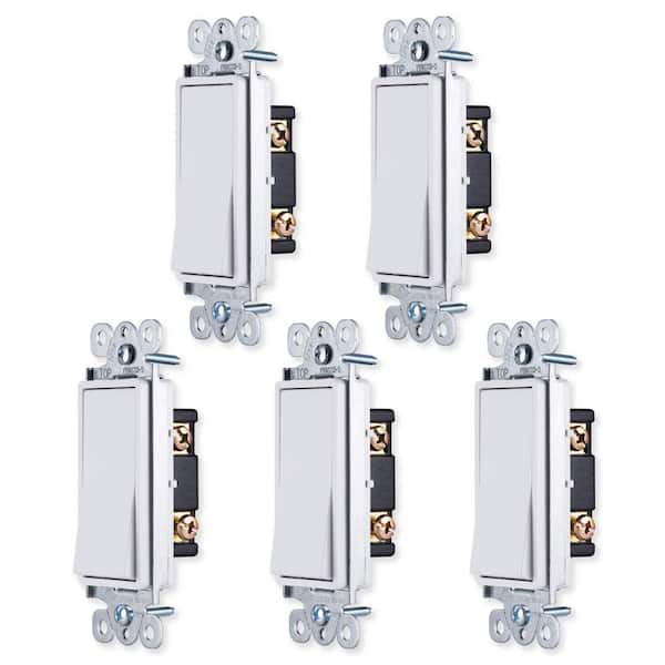 Adrinfly 15A 1-Way Single Pole On-Off Push Button Light Switch in White ...