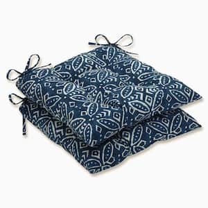 19 in. x 18.5 in. Outdoor Dining Chair Cushion in Blue/Ivory (Set of 2)