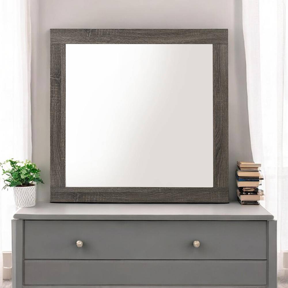 Avantika 35" Rustic Gray Oak Square Mirror