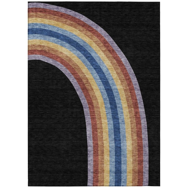 Chantille Machine Washable Indoor/Outdoor Abstract ACN3053 Black 9 ft. x 12 ft. Area Rug
