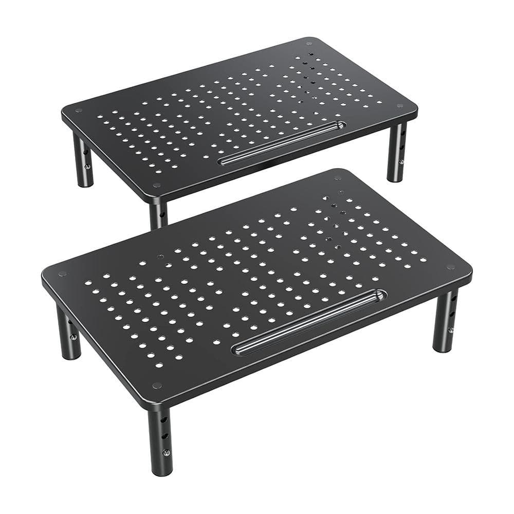 2-Pack Monitor Stand Riser with Adjustable Height, Sturdy Mesh Metal Laptop