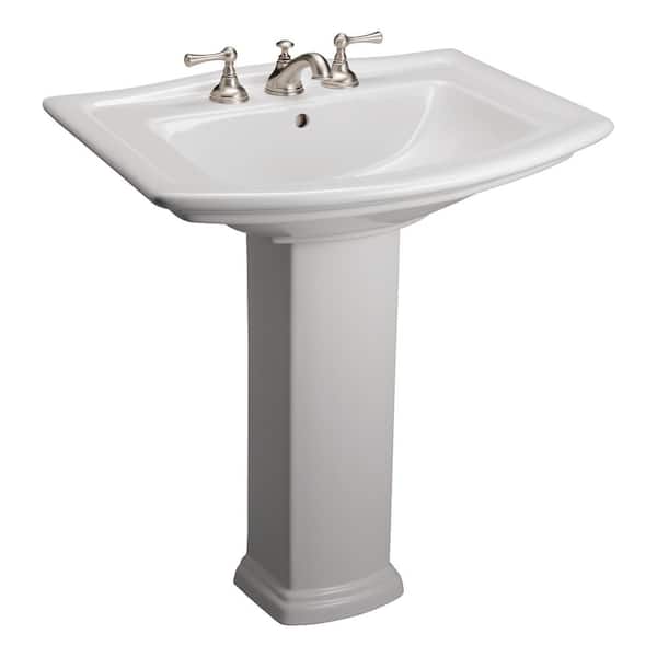 Unbranded Washington 765 30 in. Pedestal Combo Bathroom Sink for 8 in. Widespread in White