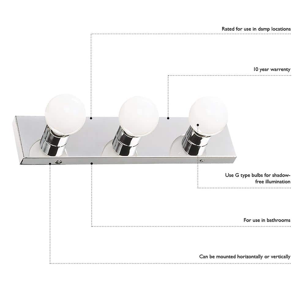 Elegant 6-Light Polished Chrome Vanity Wall Fixture
