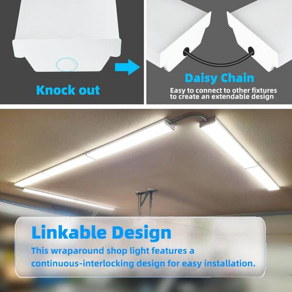 Honbei 4 ft. 5000 Lumens Integrated LED Dimmable White Wraparound