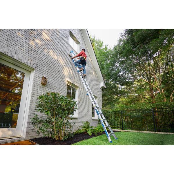 Werner - 22 ft. Reach Aluminum 5-in-1 Multi-Position Pro Ladder with Powerlite Rails 375 lbs. Load Capacity Type IAA Duty Rating
