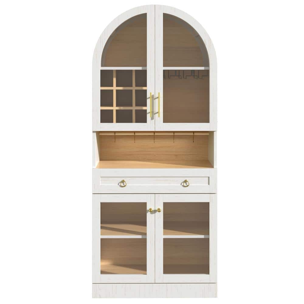 29.92 in. W x 15.75 in. D x 70.08 in. H White Linen Cabinet with Adjustable Shelf & 5 Hooks, 9 Wine Racks price history on PriceWatchPro