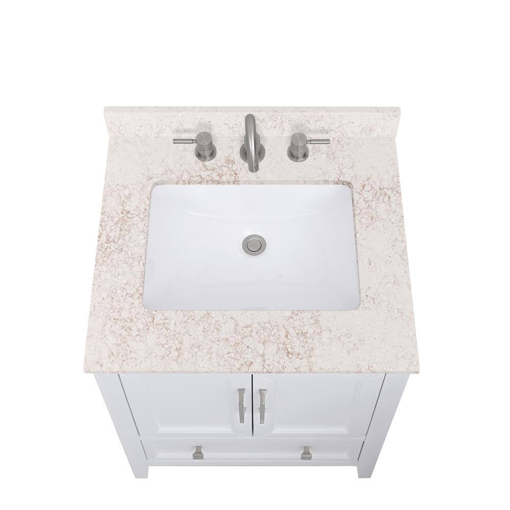 25'' Alluring Quartz Single Bathroom Vanity Top with Copper Veining