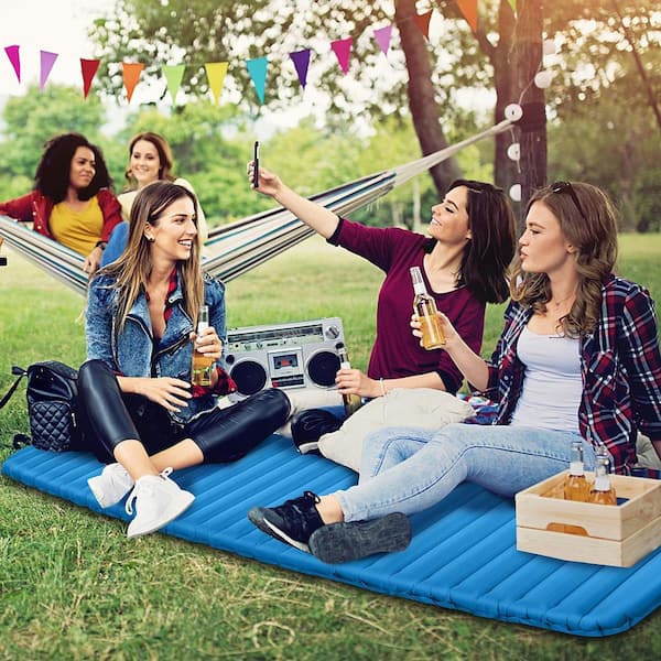 3 in. Inflatable Camping Sleeping Pad Waterproof and Comfortable Sleeping Mat Blue