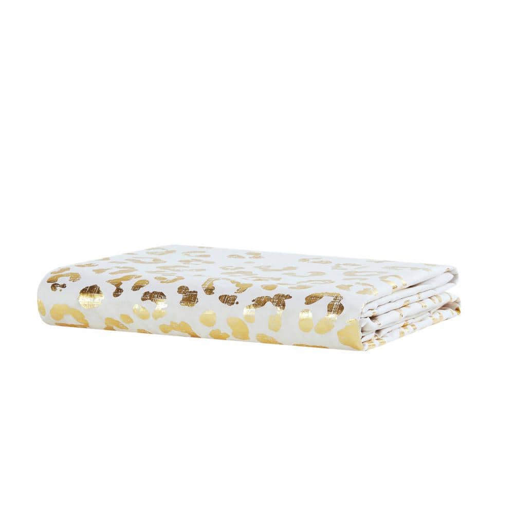 Ivory and Gold Metallic Animal Print Twin Duvet Cover Set