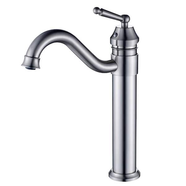 Boyel Living Single Hole Single-Handle Curved Design Bathroom Faucet in Brushed Nickel