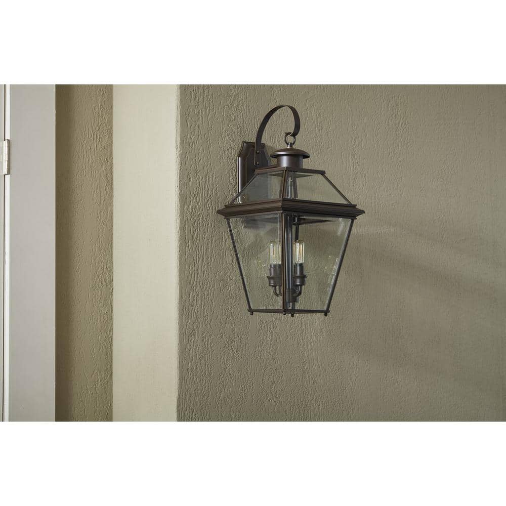 Elegant Antique Bronze Outdoor Wall Lantern with Beveled Glass