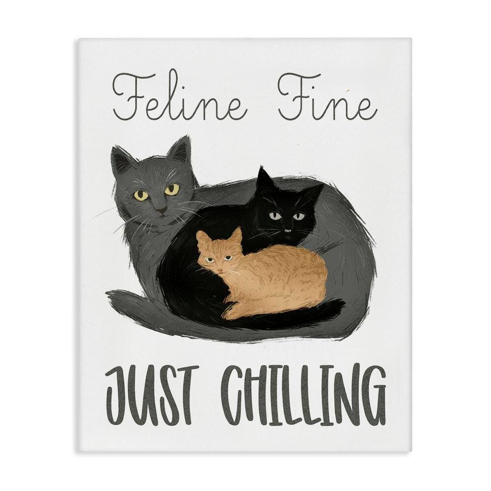 Feline Fine Just Chilling by Ziwei Li Unframed Typography Graphic Art Print 20 in. x 16 in. price history on PriceWatchPro