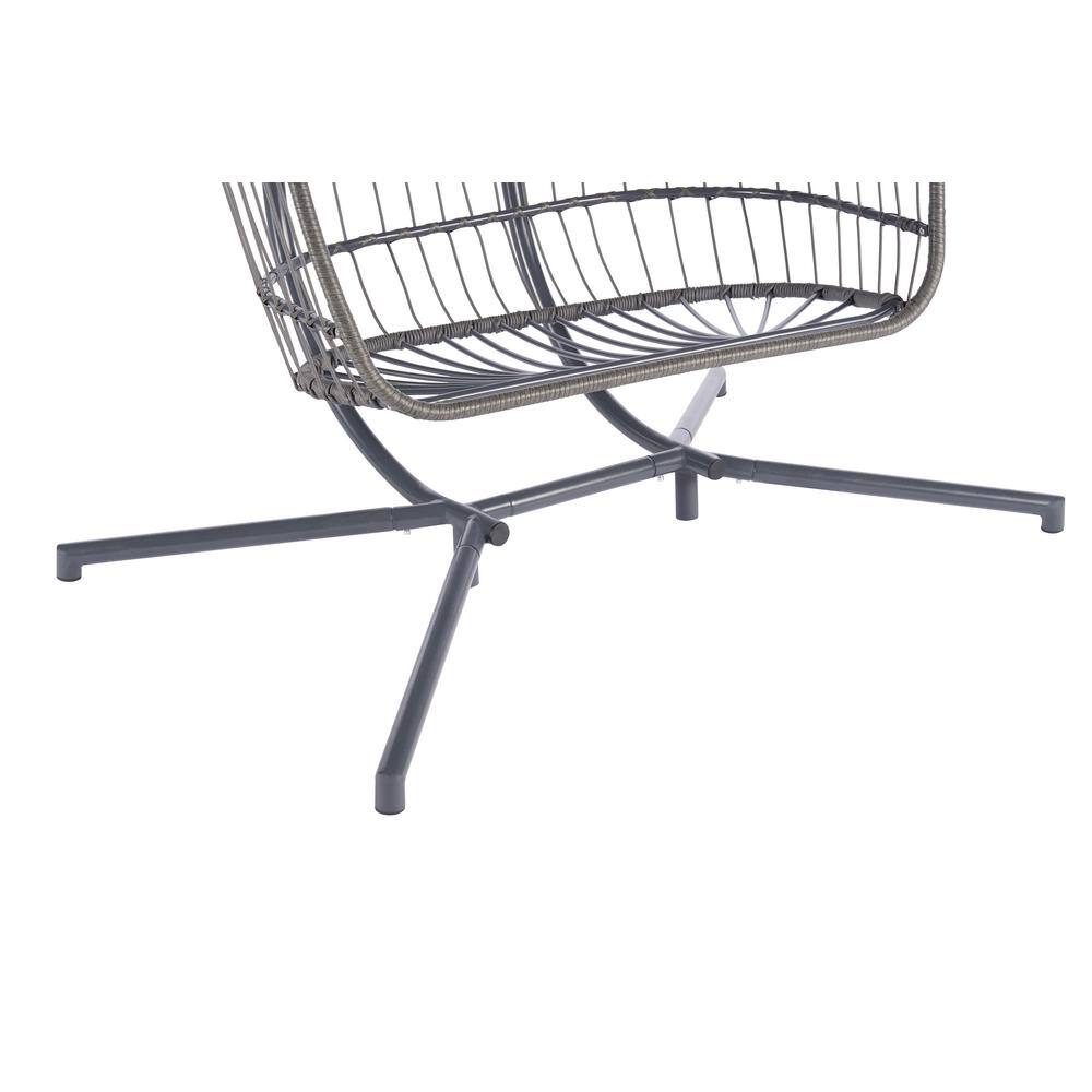 2-Person Wicker Outdoor Rattan Hanging Patio Swing Egg Chair with Black Sta