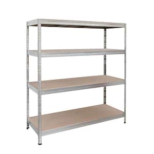 Garage Series 4-Tier Galvanized Steel Storage Shelving Unit in Silver with HDF Racks (60 in. W x 71 in. H x 18 in. D)