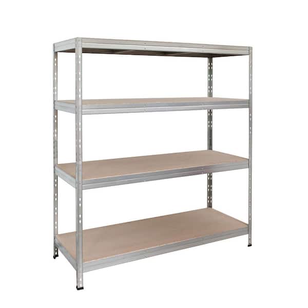 4-Tier Galvanized Steel Garage Storage Shelving Unit in Silver with HDF Racks (60 in. W x 71 in. H x 18 in. D)
