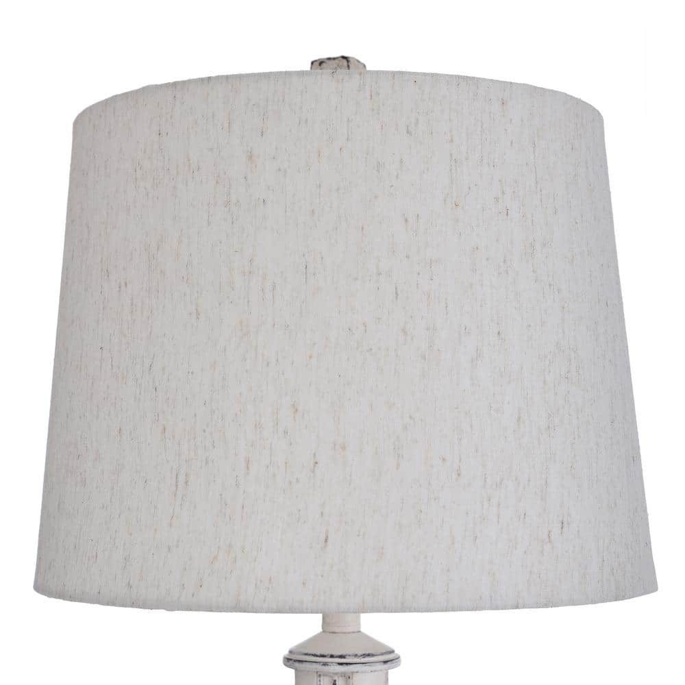 Berwyn Distressed White Lighthouse Table Lamp with Oatmeal Shade