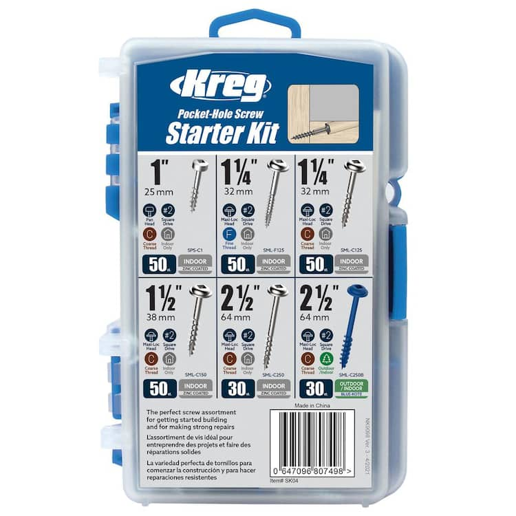 Kreg Pocket-Hole Screw Starter Kit (260-Pack)