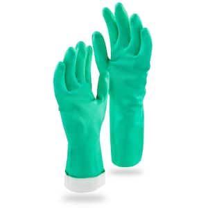 Small Green Nitrile Heavy-Duty Reusable Rubber Gloves (1-Pair)