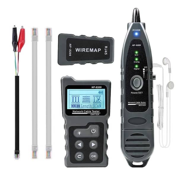 Network Cable Tester with NCV and Lamp for CAT5 CAT6, PoE Tester, Voltage Detection, Fault Distance Measurement