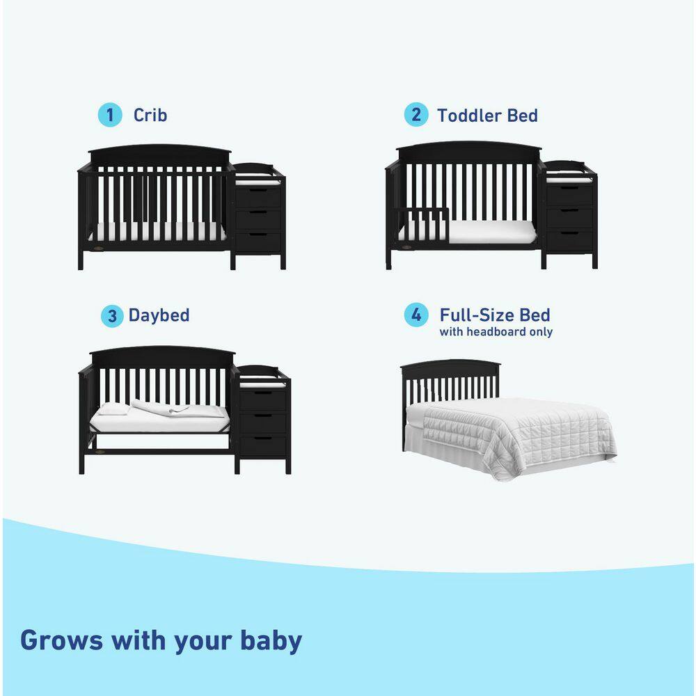 Black Pine 4-in-1 Convertible Crib and Changer