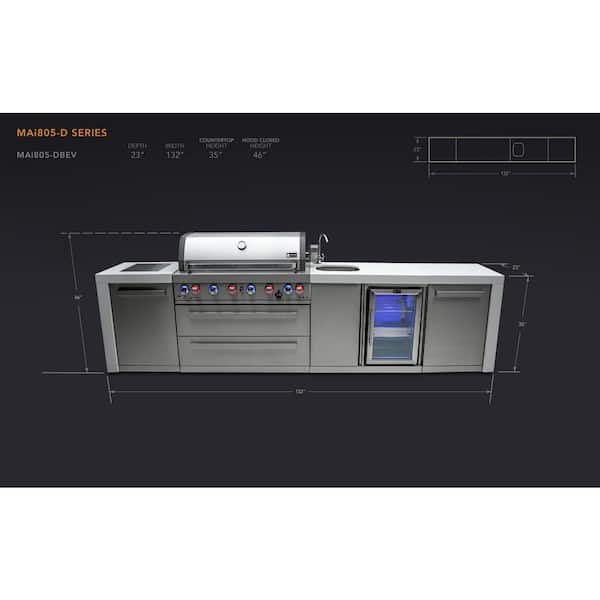 MONT ALPI Deluxe Series 6-Burner Outdoor Kitchen Island with