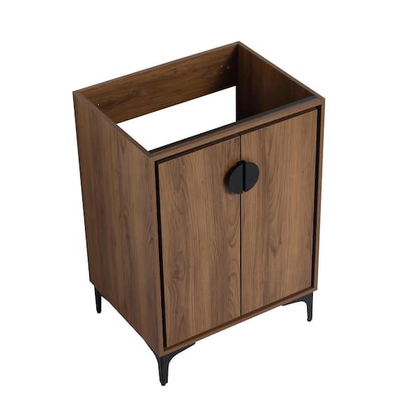 Adrinfly 23.43 in. W x 17.91 in. D x 33.07 in. H Freestanding Bath Vanity Cabinet without Top in Sink in Brown Finish