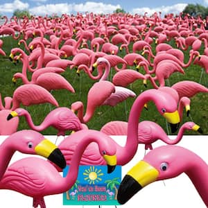 Pink Plastic Flamingos Garden Yard Stake Decor (50-Pack)