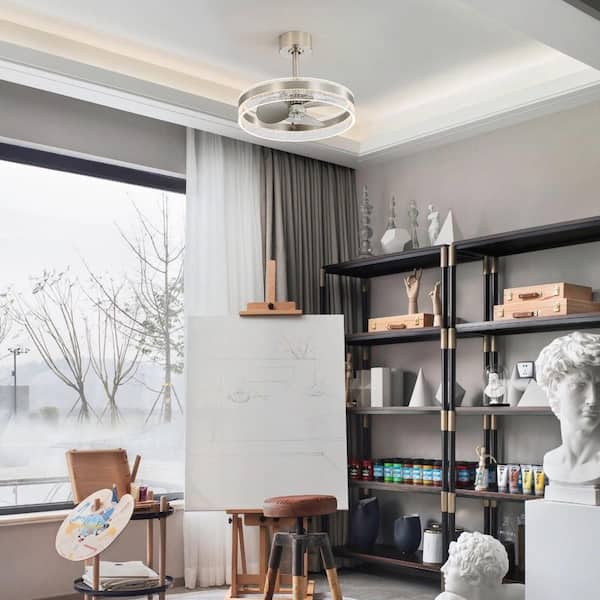 20 in. Brushed Nickel 3 ABS Blades Downrod Standard Ceiling Fan with Light and Remote Included for any room