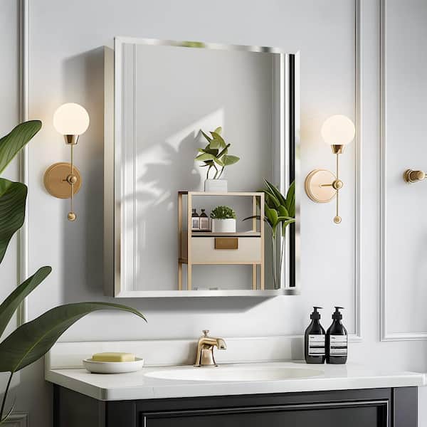 Dovelina 20.1 in. W x 26 in. H Rectangular Recessed or Surface Mount Medicine Cabinet with Mirror in Black
