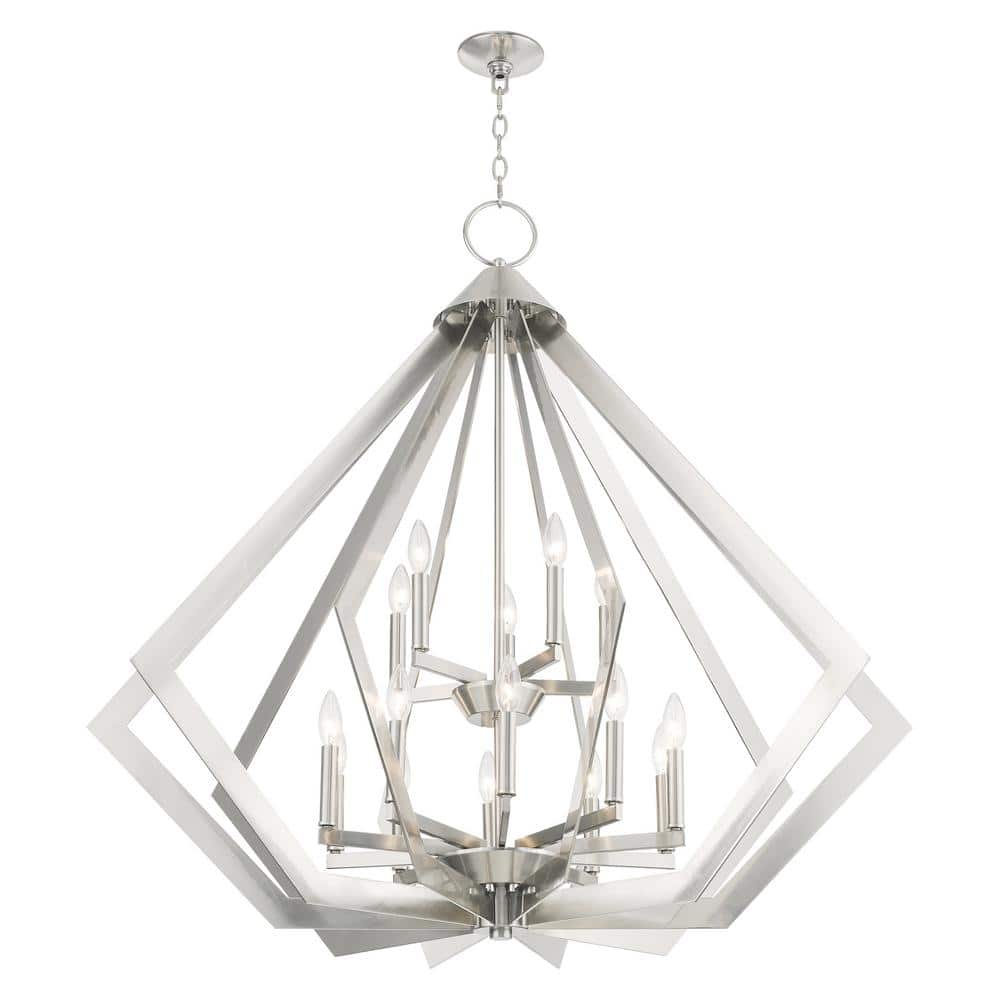 Prism Brushed Nickel 15-Light Modern Industrial Chandelier