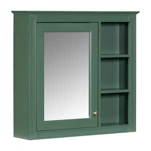 30 in. W x 7.3 in. D x 28 in. H Rectangle Frame Mirror Cabinet Wall Mounted Bathroom Vanity Mirror in Green