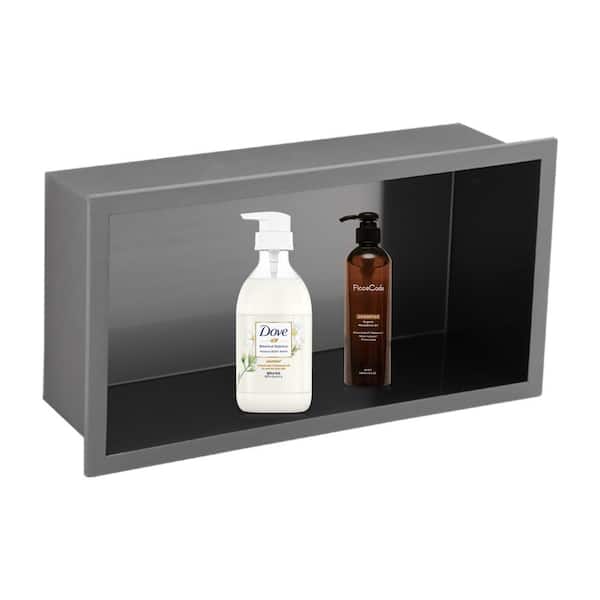 Logmey 13 in. W x 7 in. H x 4 in. D 18-Gauge Stainless Steel Bathroom Wall Shower Niche in Matte Black