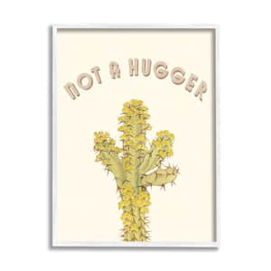 Not Hugger Phrase Vintage Yellow Floral Cactus by Daphne Polselli Framed Print Nature Texturized Art 16 in. x 20 in.
