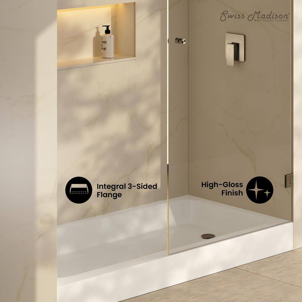 Voltaire 60 x 30 Glossy White Shower Pan Base with Right Drain
